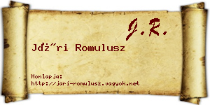 Jári Romulusz névjegykártya